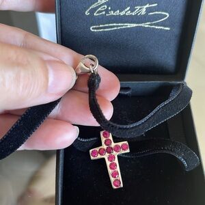 Vintage Elizabeth-Inspired Ruby Cross Necklace